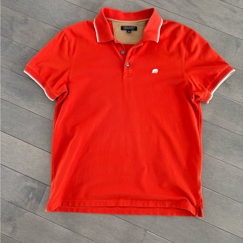 Banana Republic Orange Polo Shirt with Textured Pique Knit